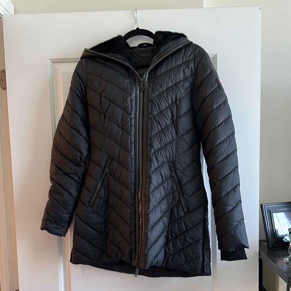 Pajar black puffer jacket with faux fur lined hood